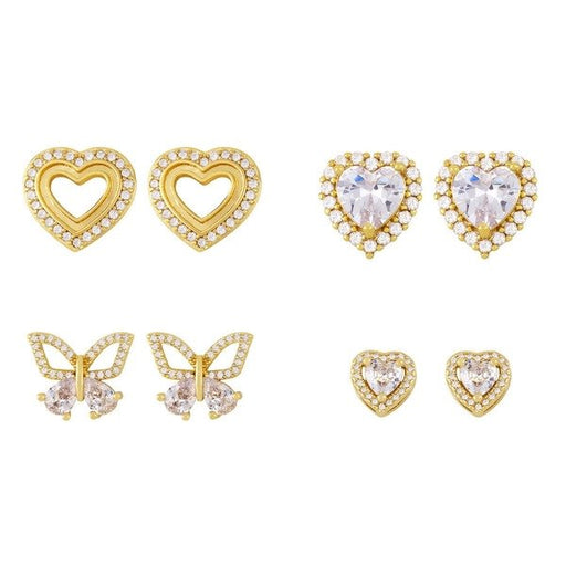 Wholesale zircon butterfly copper plated 18k gold earrings JDC-ES-AS-003 Earrings 翱?N Wholesale Jewelry JoyasDeChina Joyas De China