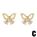 Wholesale zircon butterfly copper plated 18k gold earrings JDC-ES-AS-003 Earrings 翱?N C Wholesale Jewelry JoyasDeChina Joyas De China