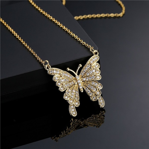 Wholesale zircon butterfly pendants electroplated copper necklaces JDC-NE-AG124 necklaces JoyasDeChina Wholesale Jewelry JoyasDeChina Joyas De China