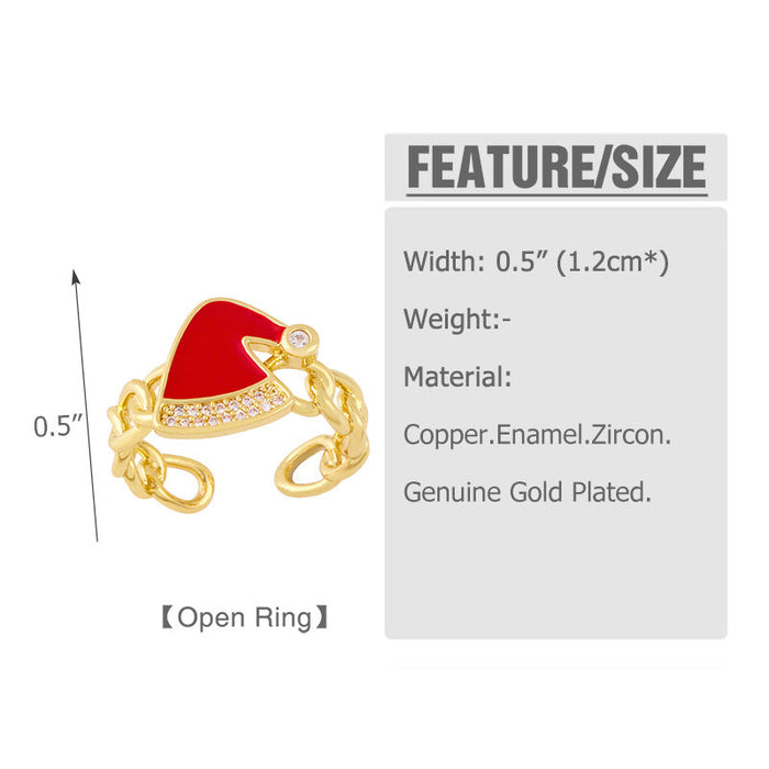 Wholesale Zircon Christmas Hat Electroplated Copper Rings JDC-RS-AS271 Rings JoyasDeChina Wholesale Jewelry JoyasDeChina Joyas De China