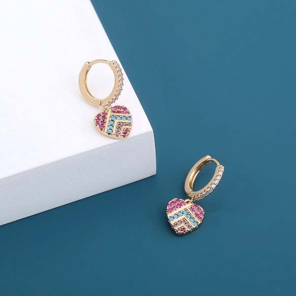 Wholesale zircon color Love Earrings JDC-ES-NM009 Earrings 诺铭 Wholesale Jewelry JoyasDeChina Joyas De China