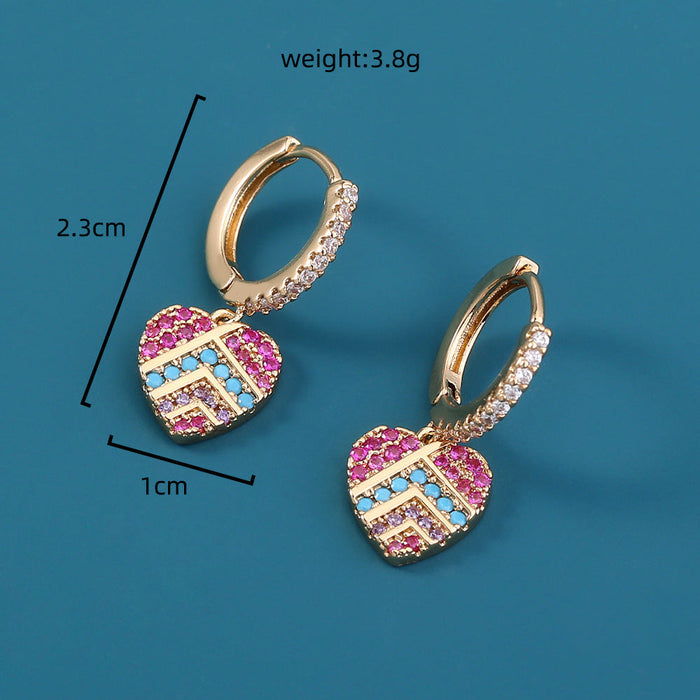 Wholesale zircon color Love Earrings JDC-ES-NM009 Earrings 诺铭 Copper + zircon Wholesale Jewelry JoyasDeChina Joyas De China