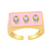 Wholesale Zircon Copper Color Open Rings JDC-RS-AS262 Rings JoyasDeChina pink adjustable Wholesale Jewelry JoyasDeChina Joyas De China