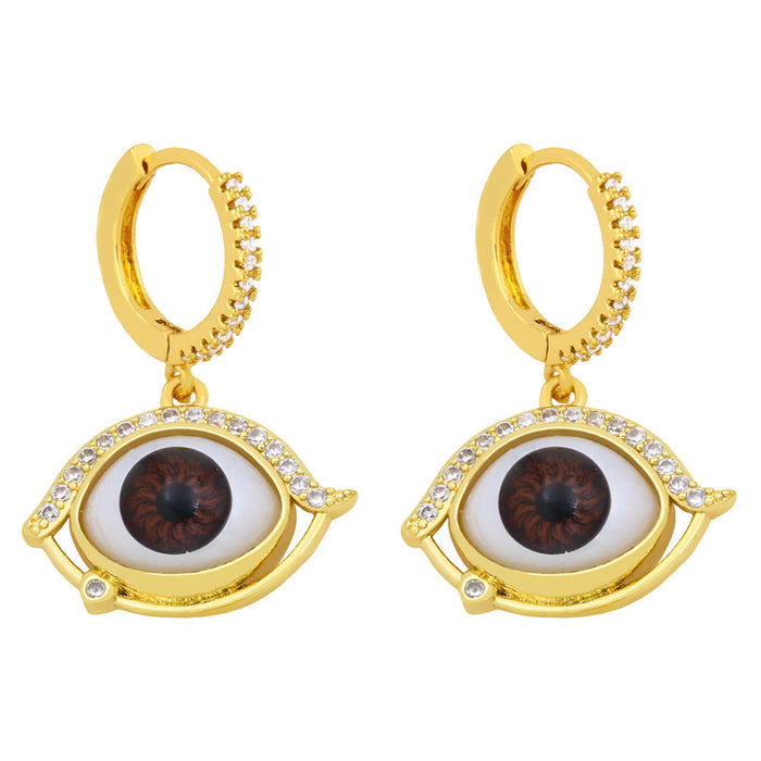 Wholesale Zircon Copper Plated 18K Gold Devil's Eye Earrings JDC-ES-AS-028 Earrings 翱?N red Wholesale Jewelry JoyasDeChina Joyas De China