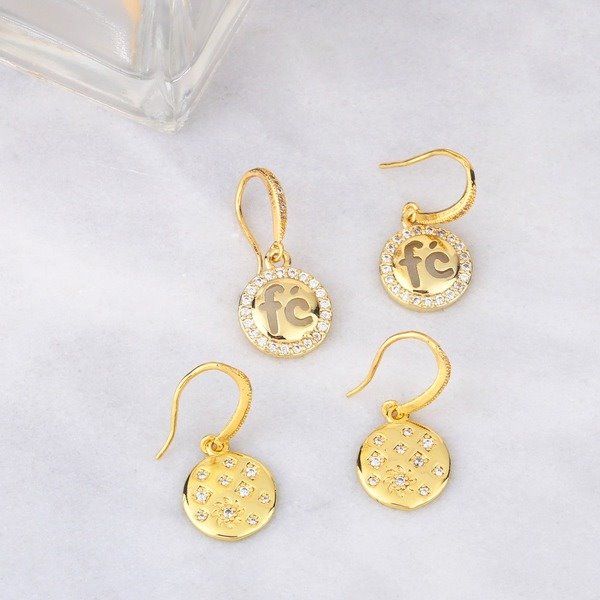 Wholesale Zircon Copper Plated 18k Gold Earrings JDC-ES-AS-018 Earrings 翱?N Wholesale Jewelry JoyasDeChina Joyas De China
