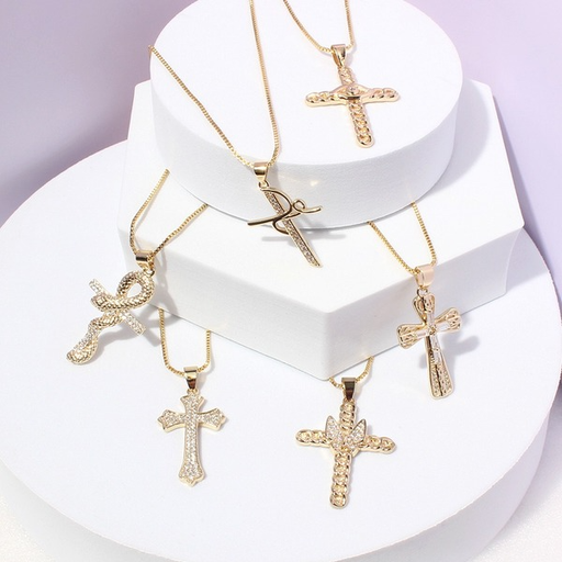 Wholesale zircon cross pendant alloy necklaces JDC-NE-TC232 necklaces JoyasDeChina Wholesale Jewelry JoyasDeChina Joyas De China