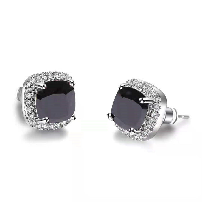 Wholesale zircon electroplated metal earrings JDC-ES-WN010 Earrings 薇妮 AER534black Wholesale Jewelry JoyasDeChina Joyas De China