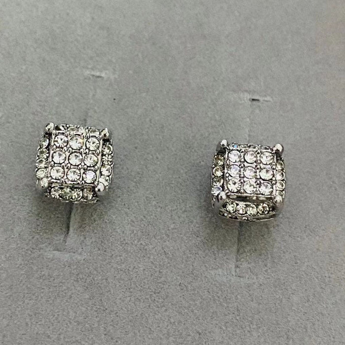 Wholesale zircon electroplated metal earrings JDC-ES-WN010 Earrings 薇妮 CR6091 silver Wholesale Jewelry JoyasDeChina Joyas De China
