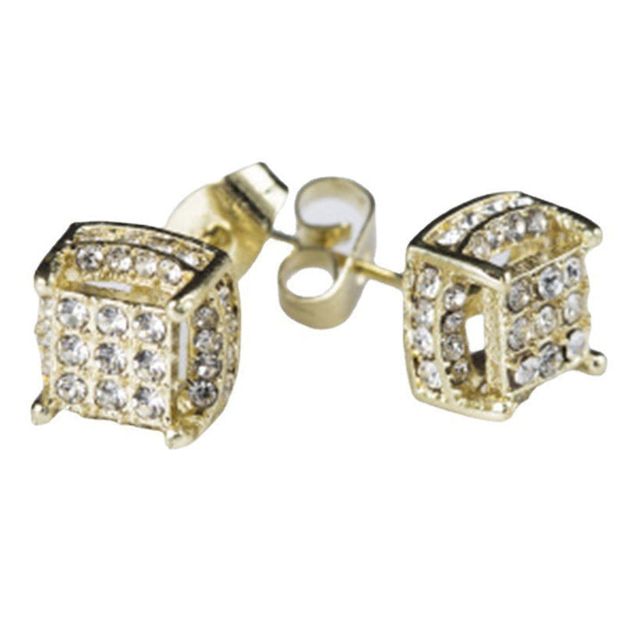 Wholesale zircon electroplated metal earrings JDC-ES-WN010 Earrings 薇妮 CR6091gold Wholesale Jewelry JoyasDeChina Joyas De China
