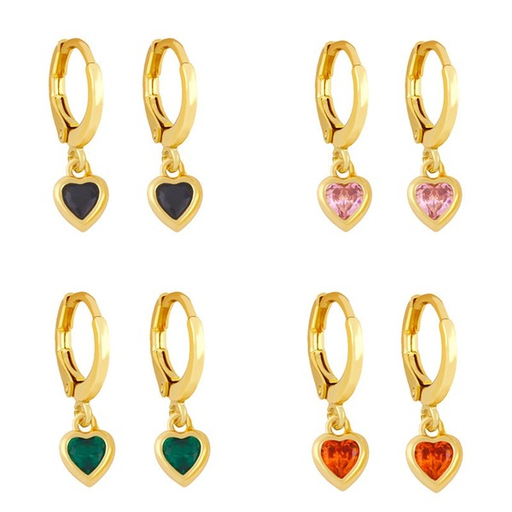 Wholesale Zircon Heart Shaped Copper Plated 18k Gold Earrings JDC-ES-AS021 Earrings JoyasDeChina Wholesale Jewelry JoyasDeChina Joyas De China