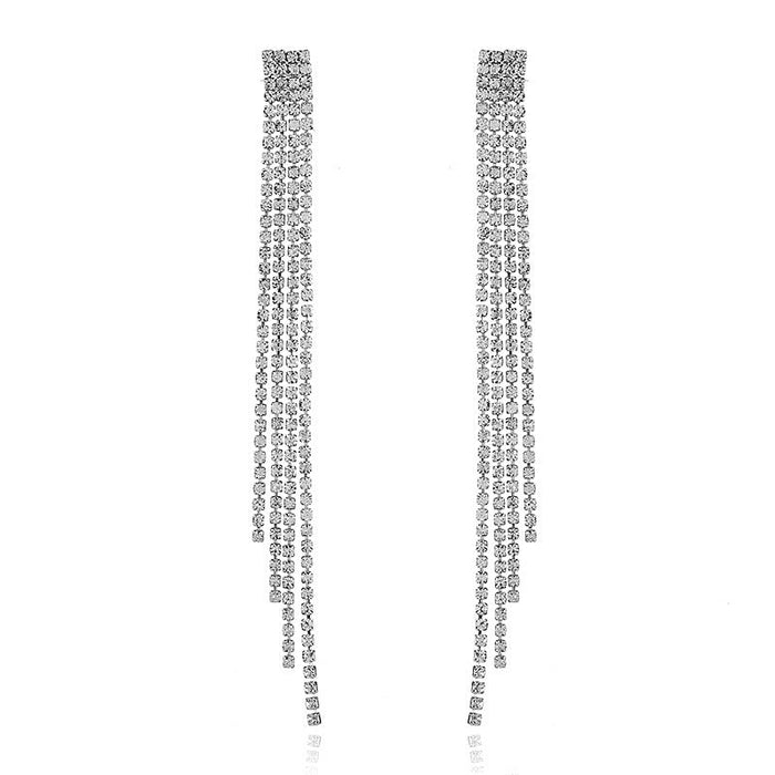 Wholesale zircon long tassel alloy earrings JDC-ES-A090 Earrings 妙雅 2 Wholesale Jewelry JoyasDeChina Joyas De China