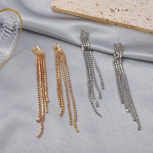 Wholesale zircon long tassel alloy earrings JDC-ES-A090 Earrings 妙雅 Wholesale Jewelry JoyasDeChina Joyas De China