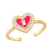 Wholesale zircon love heart lock shape copper plating rings JDC-RS-AS289 Rings JoyasDeChina rose red adjustable Wholesale Jewelry JoyasDeChina Joyas De China