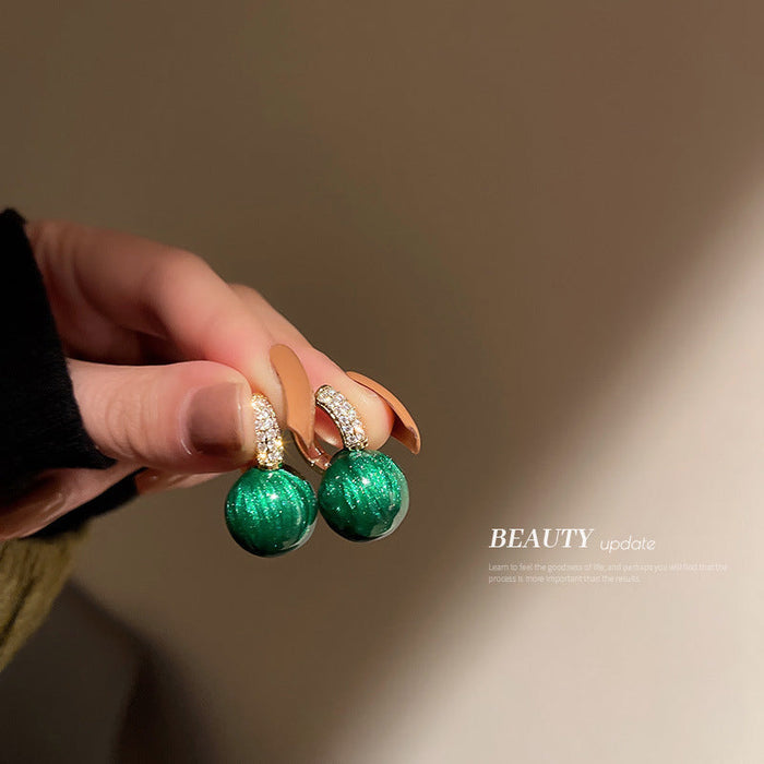Wholesale Zircon Pearl Alloy Earrings JDC-ES-BY080 Earrings 宝钰 green Wholesale Jewelry JoyasDeChina Joyas De China