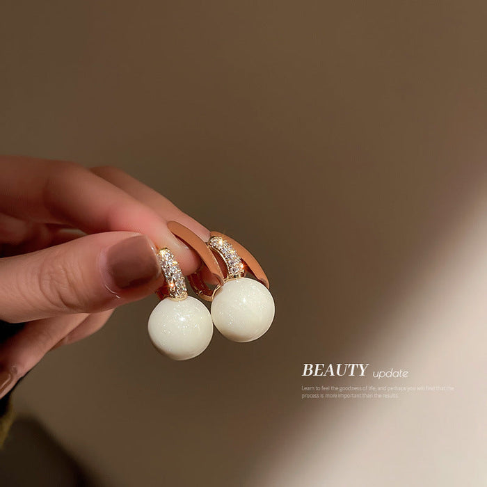 Wholesale Zircon Pearl Alloy Earrings JDC-ES-BY080 Earrings 宝钰 white Wholesale Jewelry JoyasDeChina Joyas De China