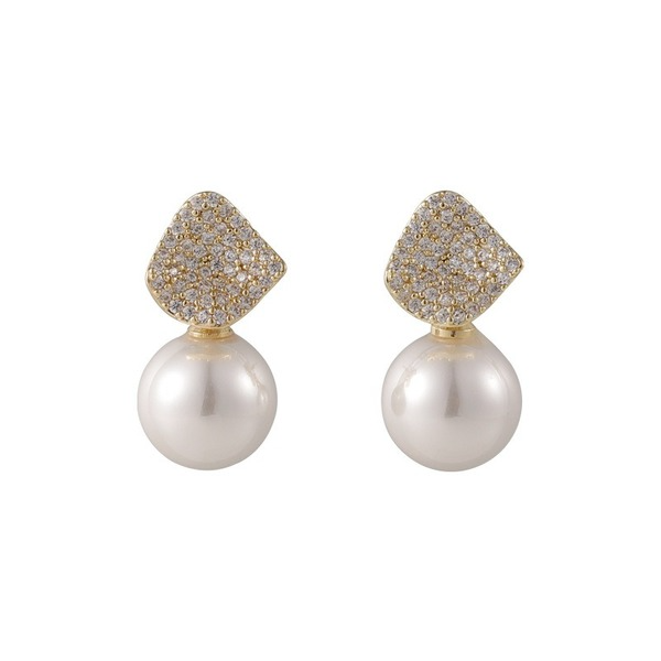 Wholesale zircon pearl copper earrings JDC-ES-W343 Earrings JoyasDeChina Wholesale Jewelry JoyasDeChina Joyas De China