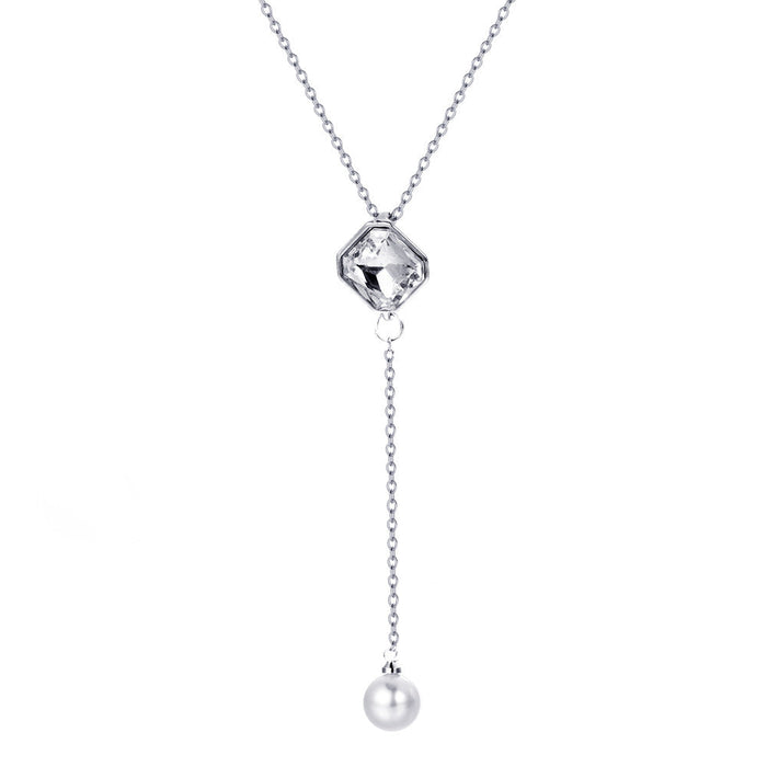Wholesale Zircon pendant necklace JDC-NE-D726 necklaces JoyasDeChina 03 white K# square pearl Wholesale Jewelry JoyasDeChina Joyas De China
