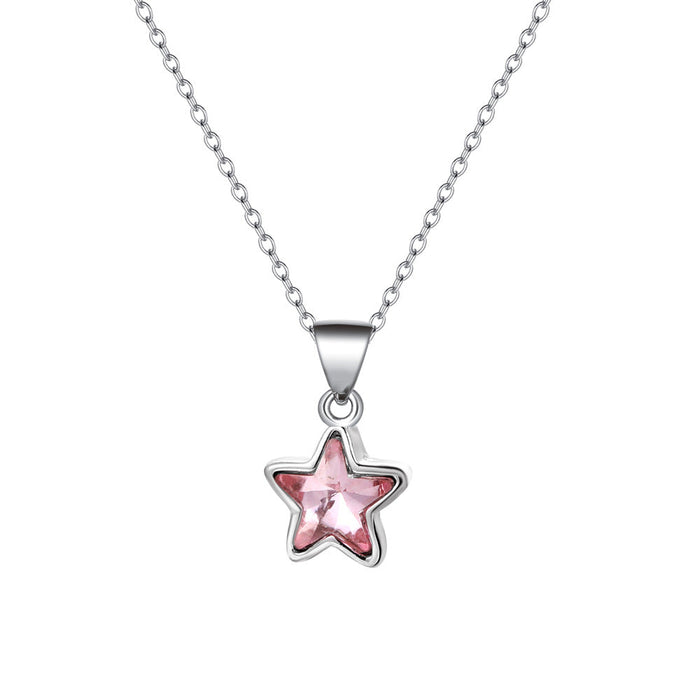 Wholesale Zircon pendant necklace JDC-NE-D726 necklaces JoyasDeChina 04 white k # Pink Pentagram Wholesale Jewelry JoyasDeChina Joyas De China