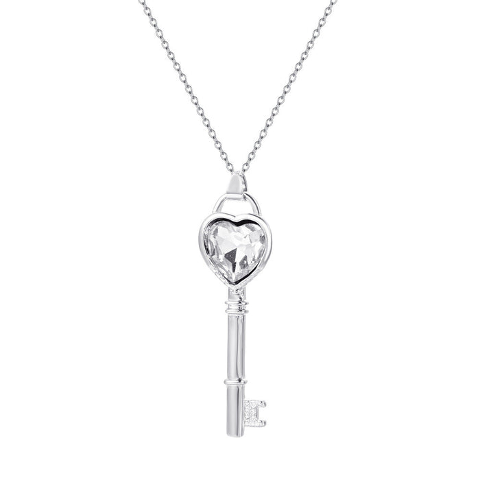 Wholesale Zircon pendant necklace JDC-NE-D726 necklaces JoyasDeChina 05 white k# White Diamond Heart Key Wholesale Jewelry JoyasDeChina Joyas De China