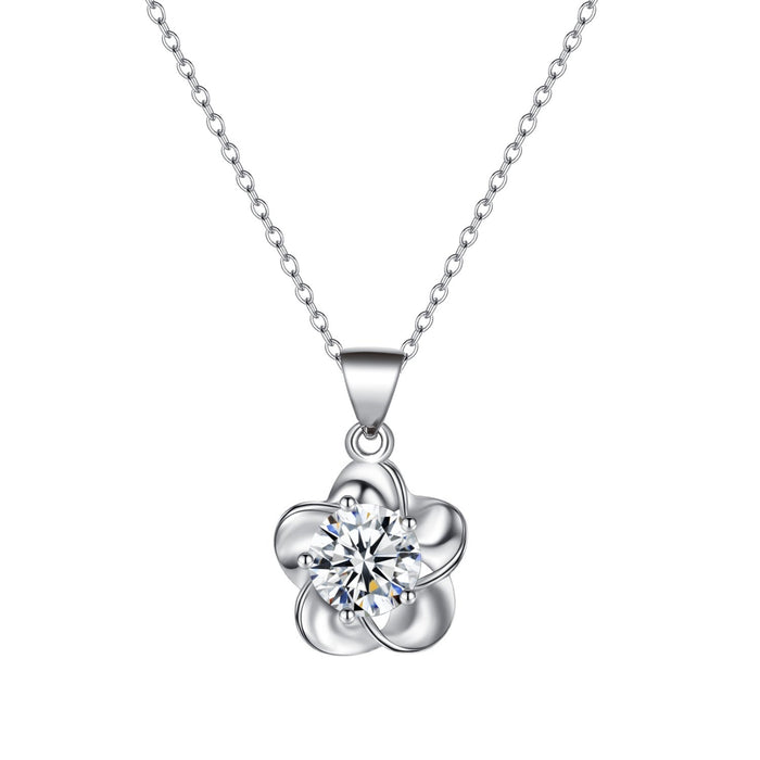 Wholesale Zircon pendant necklace JDC-NE-D726 necklaces JoyasDeChina 10 white k # white diamond flowers Wholesale Jewelry JoyasDeChina Joyas De China