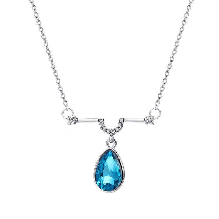 Wholesale Zircon pendant necklace JDC-NE-D726 necklaces JoyasDeChina 13 white K# blue water droplets. Wholesale Jewelry JoyasDeChina Joyas De China