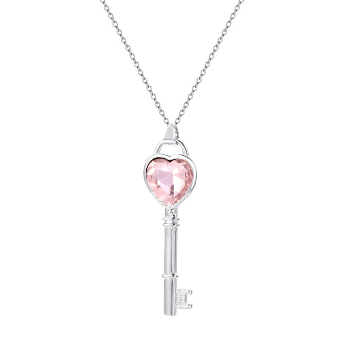 Wholesale Zircon pendant necklace JDC-NE-D726 necklaces JoyasDeChina 17 Pink Diamond Heart Keys Wholesale Jewelry JoyasDeChina Joyas De China