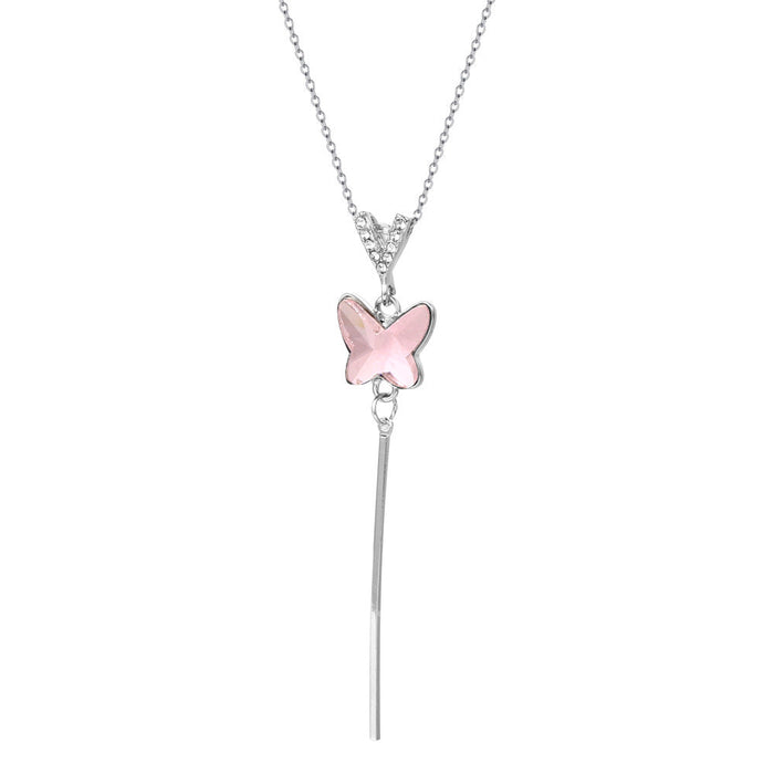 Wholesale Zircon pendant necklace JDC-NE-D726 necklaces JoyasDeChina 20 Pink butterflies Wholesale Jewelry JoyasDeChina Joyas De China