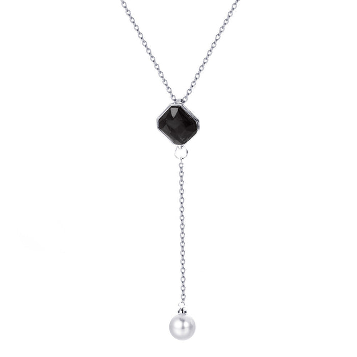 Wholesale Zircon pendant necklace JDC-NE-D726 necklaces JoyasDeChina 25 black diamond pearls. Wholesale Jewelry JoyasDeChina Joyas De China
