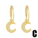 Wholesale Zircon Star Moon Copper 18k Gold Plated Earrings JDC-ES-AS-019 Earrings 翱?N Wholesale Jewelry JoyasDeChina Joyas De China