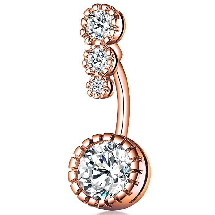 Wholesale zircon umbilical ring puncture MOQ>2 JDC-UN-WH002 Piercings 威怀 Rose Gold MOQ2 Wholesale Jewelry JoyasDeChina Joyas De China