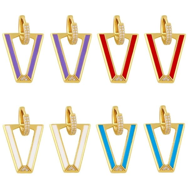 Wholesale zircon V-shaped red Earrings JDC-ES-AS031 Earrings 翱?N Wholesale Jewelry JoyasDeChina Joyas De China
