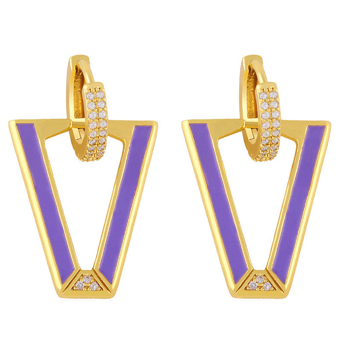 Wholesale zircon V-shaped red Earrings JDC-ES-AS031 Earrings 翱?N Purple Wholesale Jewelry JoyasDeChina Joyas De China