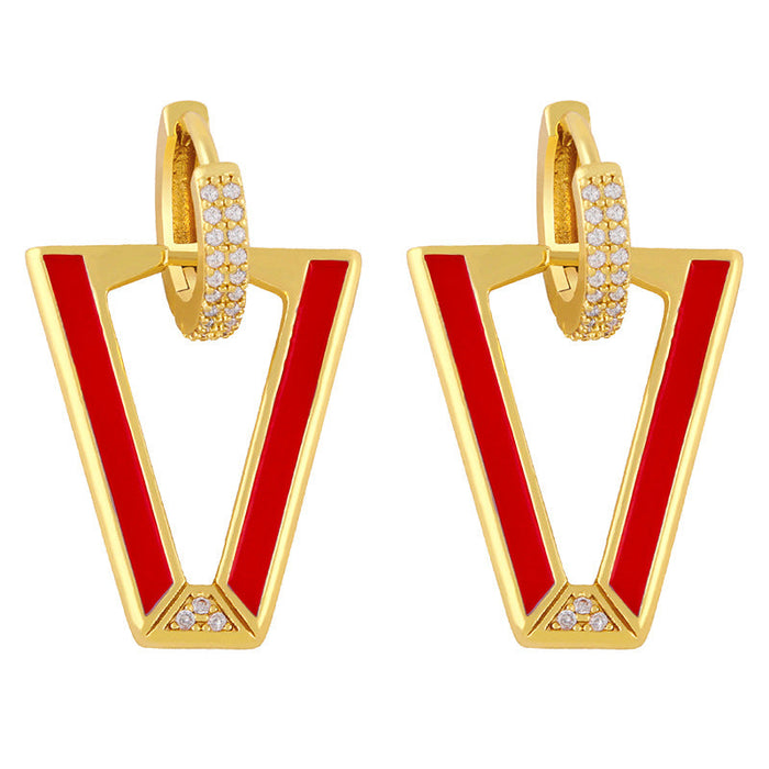 Wholesale zircon V-shaped red Earrings JDC-ES-AS031 Earrings 翱?N Red Wholesale Jewelry JoyasDeChina Joyas De China