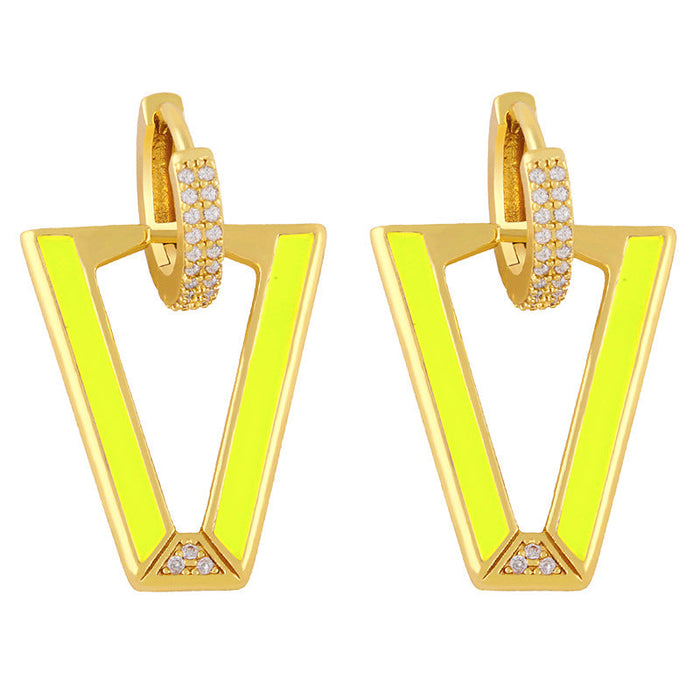 Wholesale zircon V-shaped red Earrings JDC-ES-AS031 Earrings 翱?N Yellow Wholesale Jewelry JoyasDeChina Joyas De China