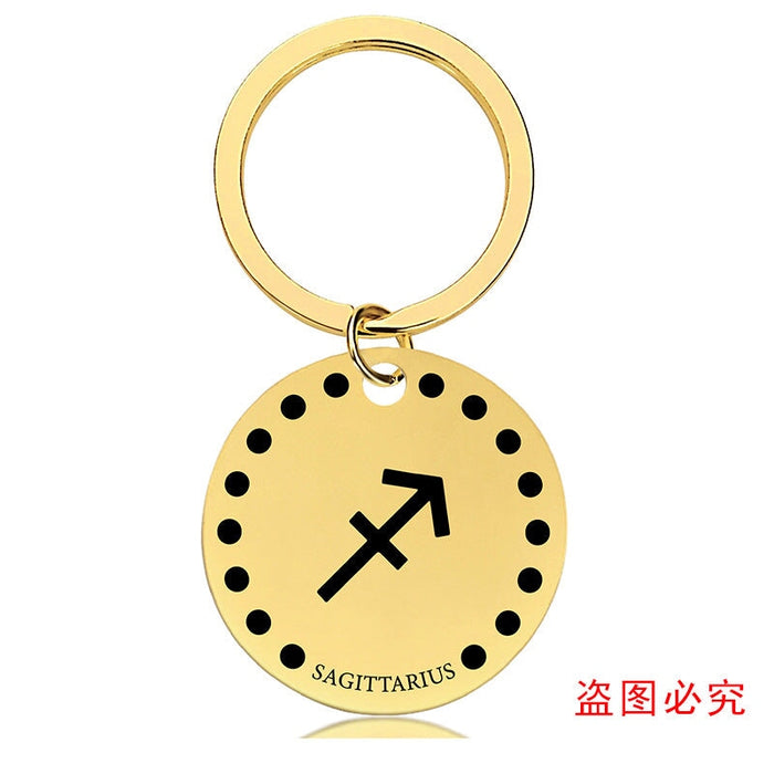 Wholesale Zodiac Sign Gold Stainless Steel Lettered Metal Keychain JDC-KC-GangGu021 Keychains 钢古 92 Wholesale Jewelry JoyasDeChina Joyas De China