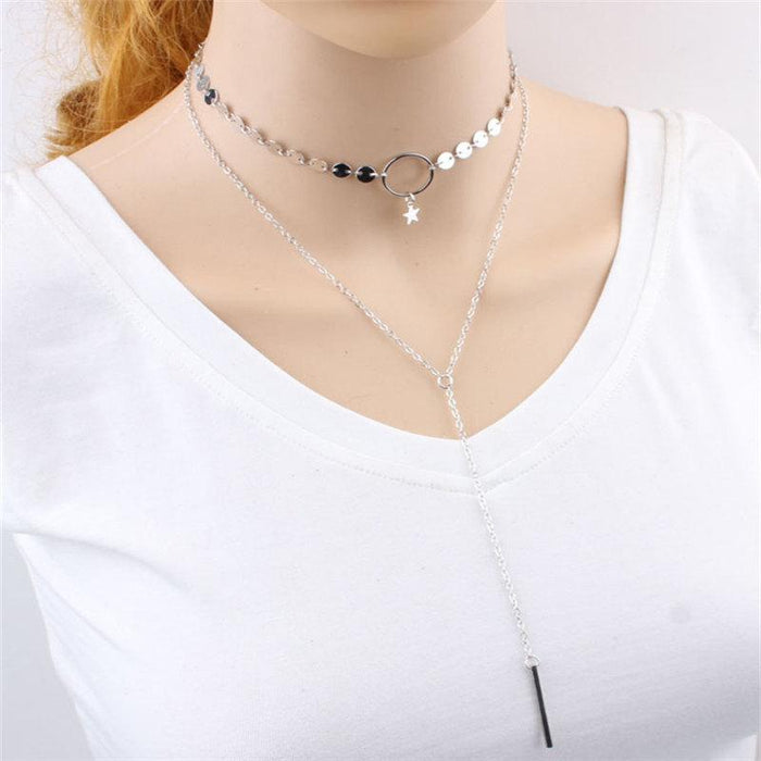 Bulk Jewelry Wholesalee Necklaces hand sequin star tassel neck chain collarbone chain JDC-NE-xc152 Wholesale factory from China YIWU China