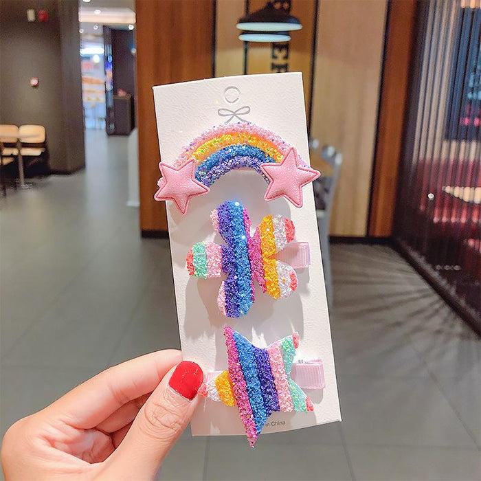 Bulk Jewelry WholesaleHair Clips sequined cloth duckbill clip clouds rainbow JDC-HC-i030 Wholesale factory from China YIWU China