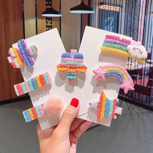 Bulk Jewelry WholesaleHair Clips sequined cloth duckbill clip clouds rainbow JDC-HC-i030 Wholesale factory from China YIWU China