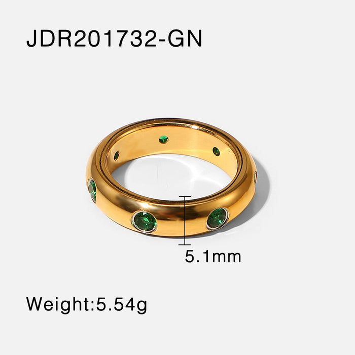 WholRSale yellow stainlRSs steel zircon ring JDC-RS-JD266 Rings 杰鼎 JDR201732-GN 6 Wholesale Jewelry JoyasDeChina Joyas De China